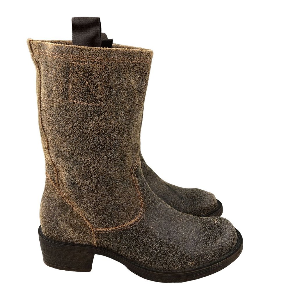 Steve Madden Women's Size 6.5M Houstonn Brown Leather Pull On Moto Boots